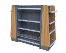 Wooden and steel shopping shelf